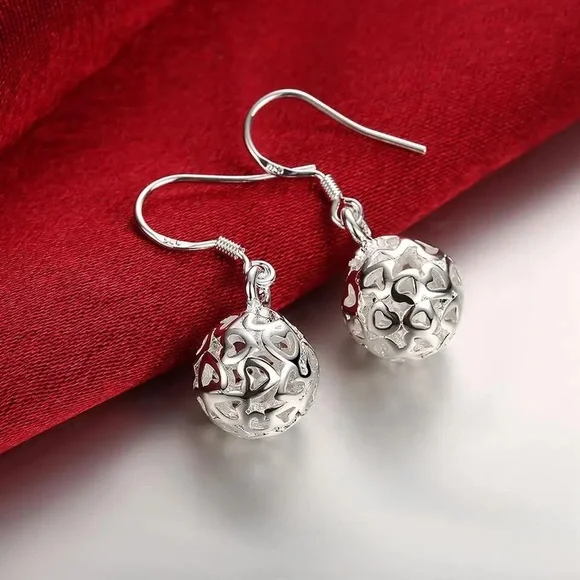 925 Sterling Silver classic fine ball earrings for Women Luxury Fashion … - Picture 1 of 6